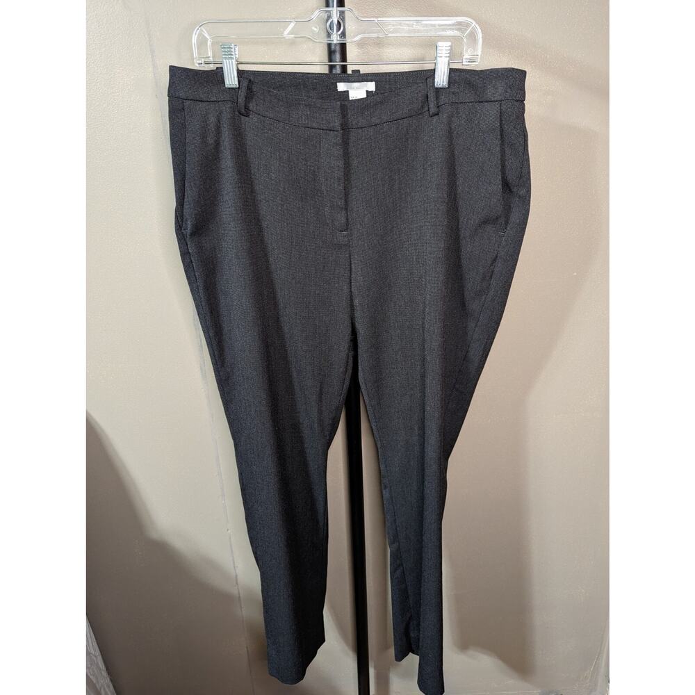 H&M Black Tweed Trousers Pants Women's Size 14 Flat Front Stretch